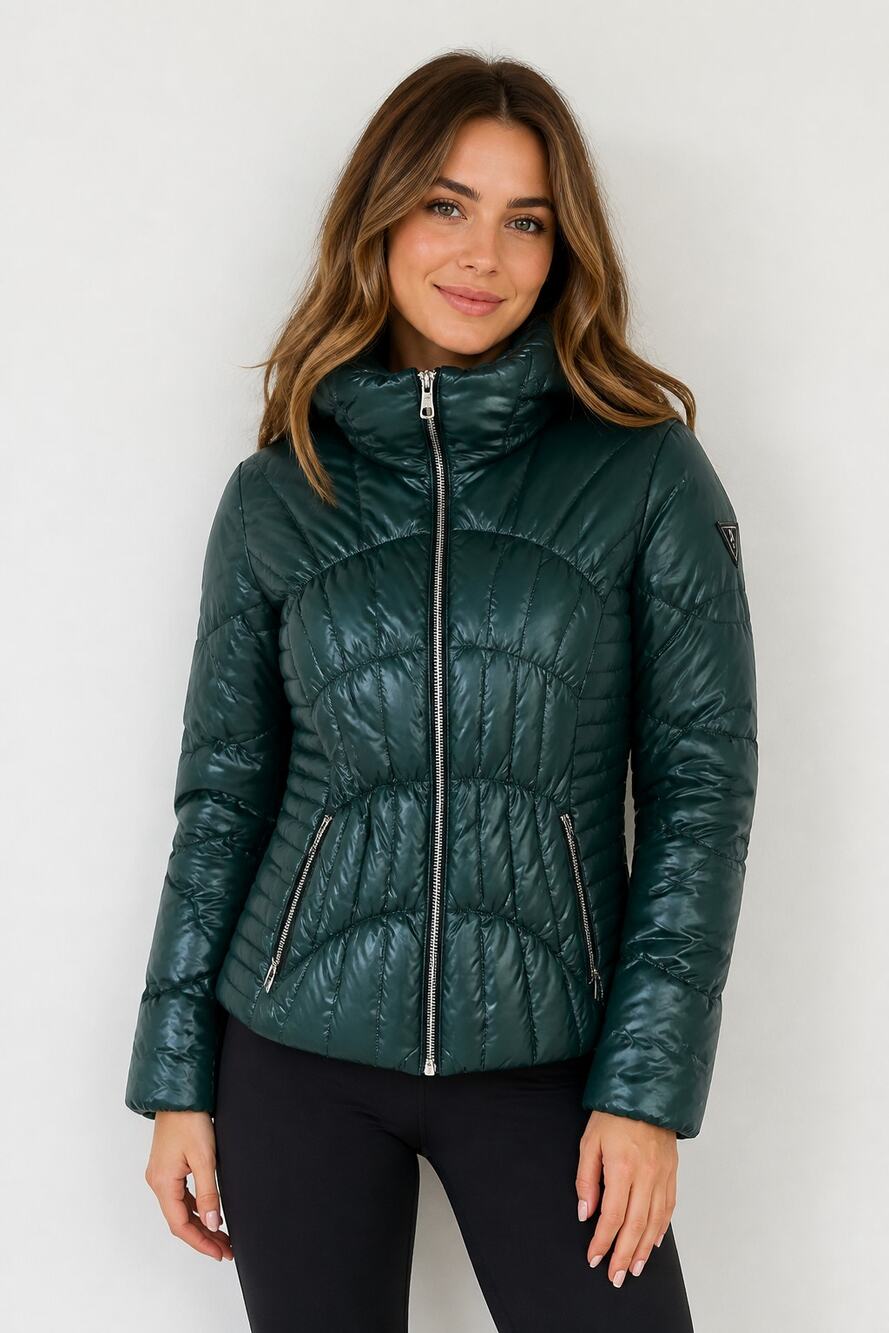 Guess Women’s Green Quilted Puffer Jacket Size M